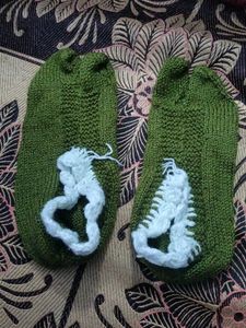 Handmade Knitted Green Booties