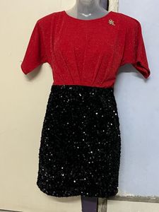 Pintrest Red & Black Sequin Party Dress