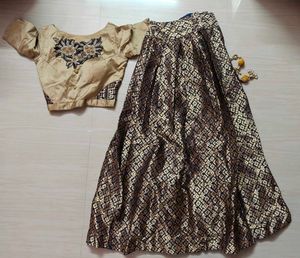 Ethnic Silk Gold Lehenga Choli Set