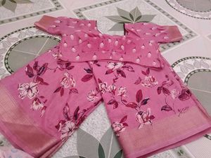 Floral Pink Saree with Awesome Blouse