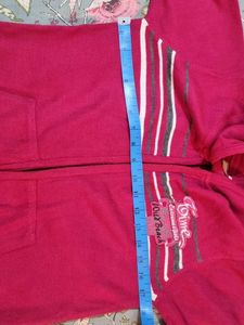 Pink Striped Full Zip Hoodie