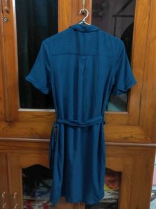 Cute Navy Blue Coloured Shirt Dress For Women