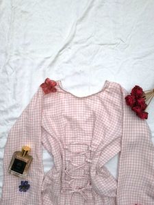 Gingham corset back kurti🌷