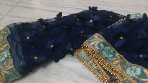 sky-blue lehnga choli with dupatta