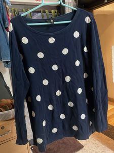 Navy Polka Dot Top