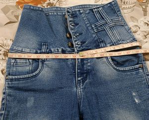Blue High Waist Skinny Fit Jeans (4 Button