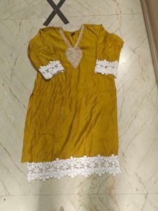 kurta and pant with lace wor