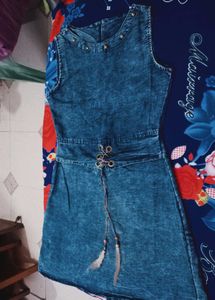 Denim Frock with Lace-Up Detail