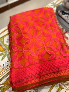 Brasso Saree.. With Boat Nack Blouse. Only Worn On