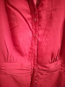 Dark Red Polka Dot Shirt
