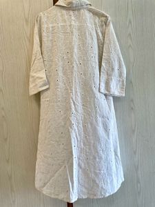 White Embroidered Shirt Dress
