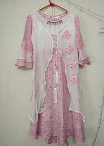 Floral Print Pink Dress with Shrug