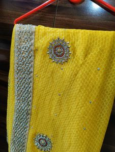 Elegant Yellow Embroidered Saree