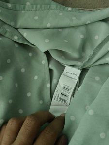 MADAME Mint Green White Polka Dot Top