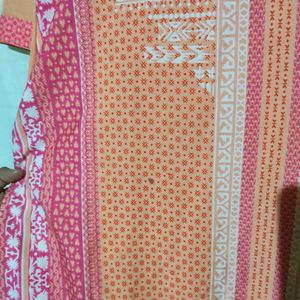 Ahika Peach And Pink Printed Crepe Kurti