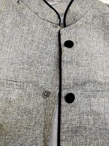 Gray Mandarin Collar Vest