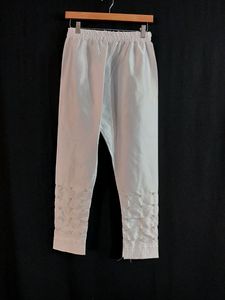 Women White Beads Studded Pant