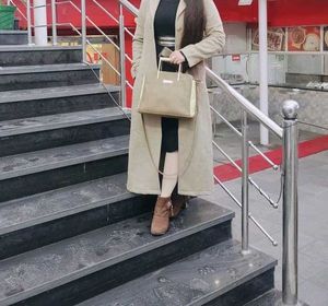 Tan Duster Coat with Black Inner