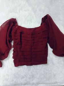 Pretty Maroon Crop Top 😍| Korean