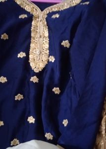 Navy Blue Embroidered Kurta