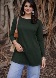 Elegant Olive Green Long Sleeve Top