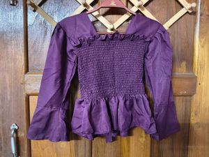Chic Purple Bow Tie Blouse