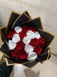 Red &amp; White Ribbon Rose Bouquet