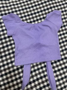 Cute Purple Tie-Front Crop Top