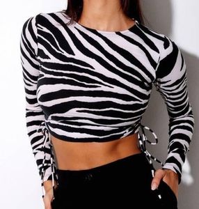 Zebra Print Tie-Up Long Sleeve