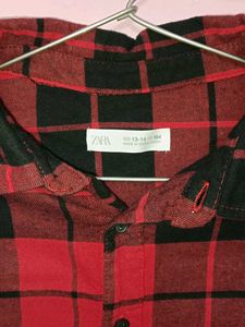 ZARA Men&#39;s/Boy&#39;s Red Check Shirt