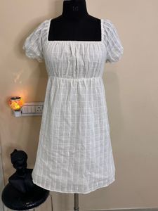 White Puff Sleeve Mini Dress