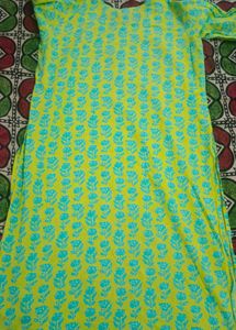 Floral Print Kurti Yellow N Blue