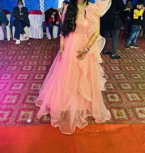 Party Wear Gown- Peach Colour