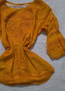 Mustard Yellow Lace Y2k Top