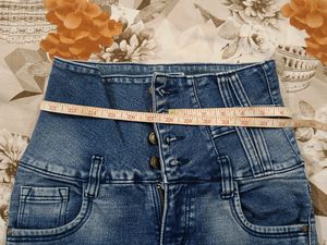 Blue High Waist Skinny Fit Jeans (4 Button