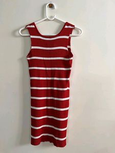 red&amp; white striped bodycon dress