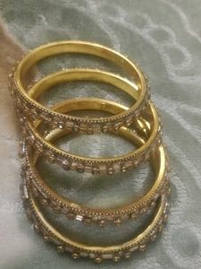 Sparkling Gold &amp; Crystal Bangle Set