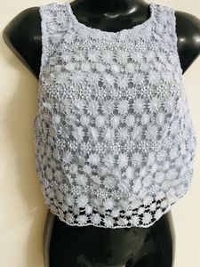 Women Blue Lace Top H&amp;M