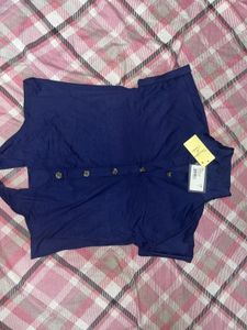 Navy Button-Up Top