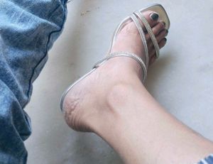 Lavie Silver Embellished Transparent Heels