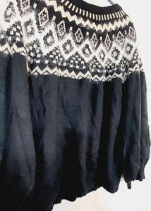Dark Blue Sweater With Fur Work
