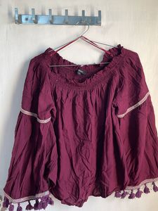 Burgundy Off-Shoulder Blouse