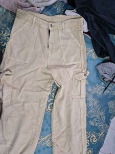 Beige Corduroy Cargo Pants