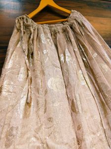 Ethnic Foil Print Jute Skirt