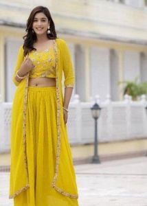 Ethnic 3 Piece Set (Blouse, Shrug And Palazzo)