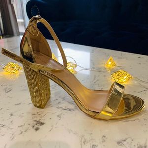 CATWALK Golden Shimmering Block Heels