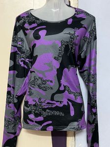 Purple Camo Long Sleeve Top