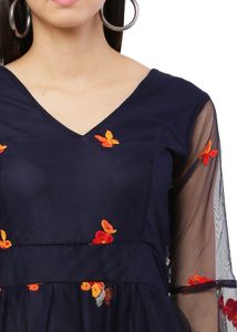 Floral Embroidered Tulle Mini Dress