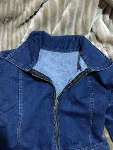 Denim Dress with Zipper And Front Slit