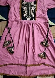 Pink Embroidered Kurta